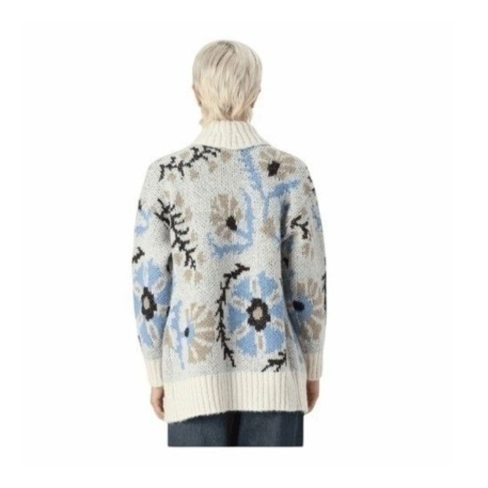 Vero Moda Floral Print Open Front Cardigan‎ Sweater Cream Brown Blue Knit M